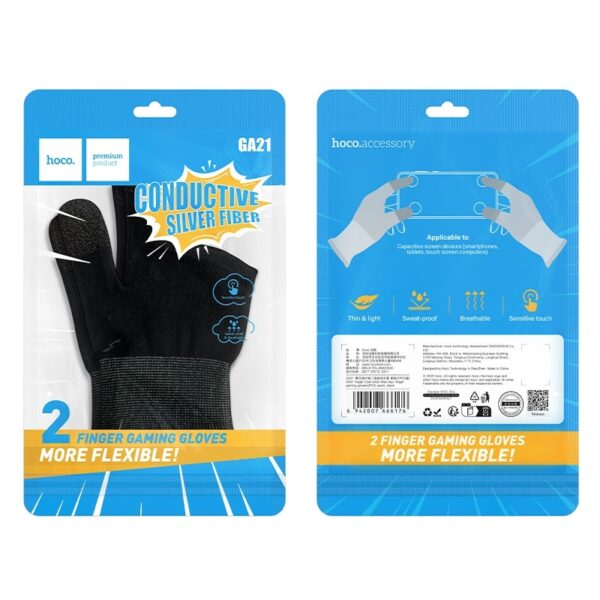 Hoco GA21 Eagle Claw silver fiber two-finger gaming gloves(2PCS pack) black