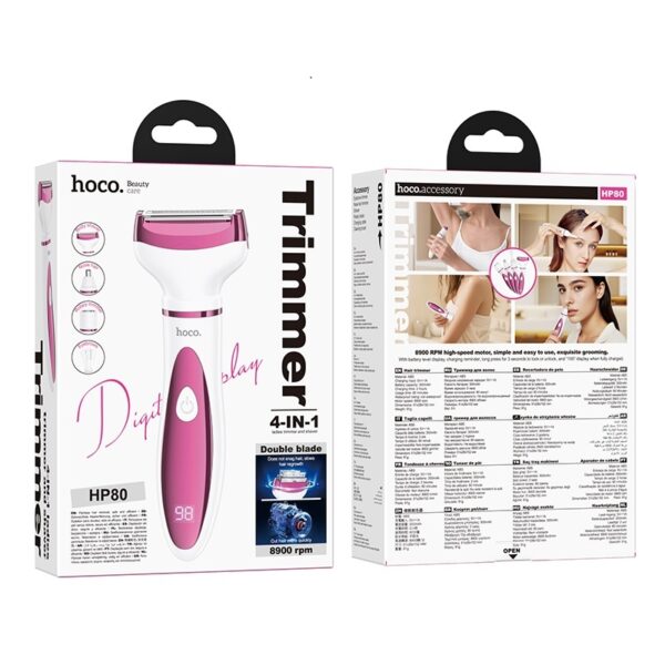 Hoco HP80 4-in-1 ladies trimmer and shaver rose red