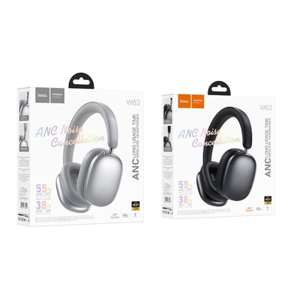 Hoco W63 Triunfo ANC BT headphones(App) silver