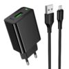 Hoco CS92A Leader single port QC3.0 charger set(Micro)(EU) black