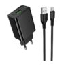 Hoco CS92A Leader single port QC3.0 charger set(Micro)(EU) black