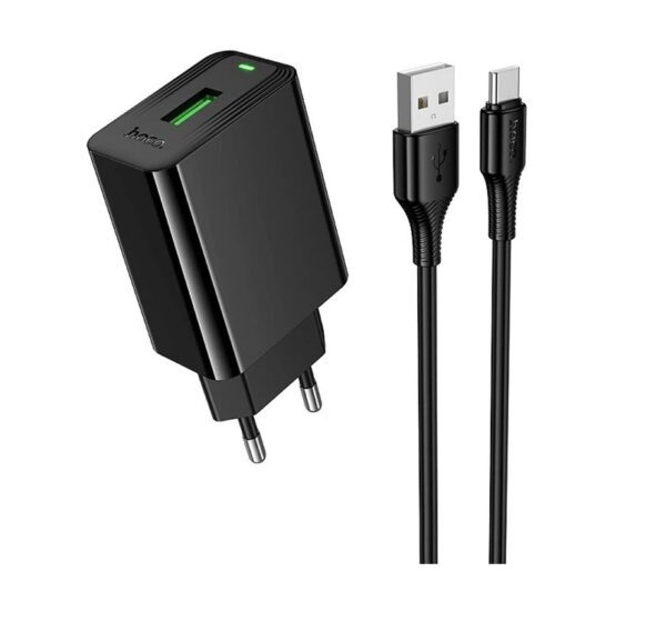 Hoco CS92A Leader single port QC3.0 charger set(Micro)(EU) black