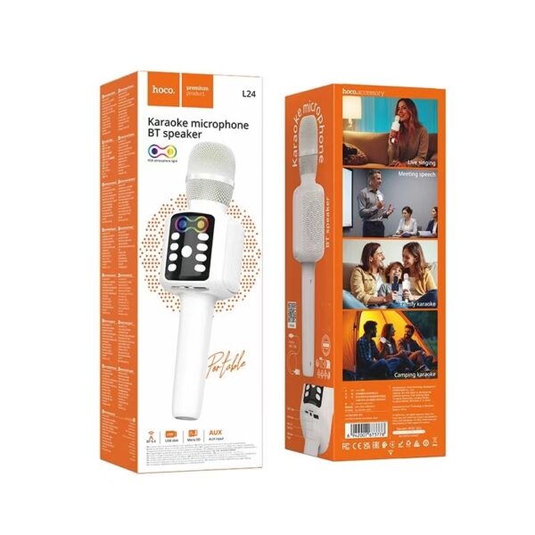 Hoco L24 Shine karaoke microphone white