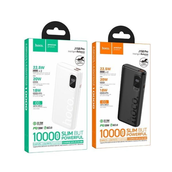 Hoco J158 Pro Runner 22.5W+PD20W fully compatible power bank(10000mAh) white