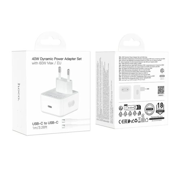 6942007675192-2 Hoco C161A Speed single port PD40W charger set(C to C)(EU) white