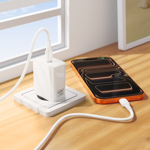 Hoco C162A Source single port PD40W charger set(C to C)(EU) white