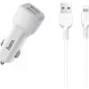 6957531078029-3 Hoco Z23 grand style dual-port car charger set with Micro cable white