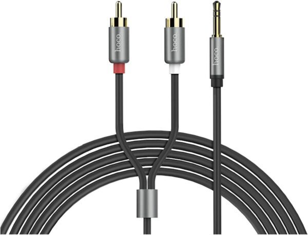 Hoco UPA10 double lotus rca audio cable 3.5mm metal gray