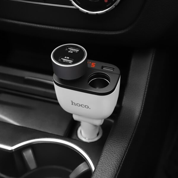 Hoco Z28 Power ocean cigarette lighter in-car charger with digital display white