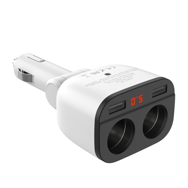 Hoco Z28 Power ocean cigarette lighter in-car charger with digital display white