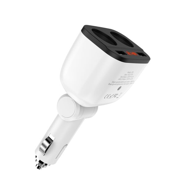 Hoco Z28 Power ocean cigarette lighter in-car charger with digital display white
