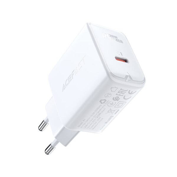 Acefast A1 PD20W single USB-C charger,white(EU) white