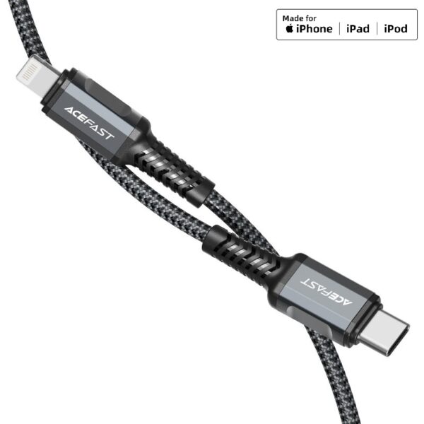 ACEFAST C1-01 USB-C to Lightning aluminum alloy charging data cable,black