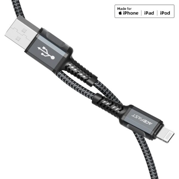 ACEFAST C1-02 USB-A to Lightning aluminum alloy charging data cable,black