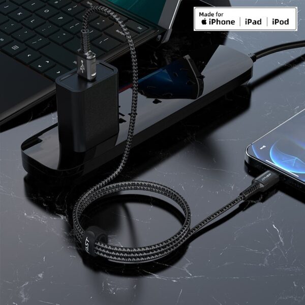 ACEFAST C1-02 USB-A to Lightning aluminum alloy charging data cable,black