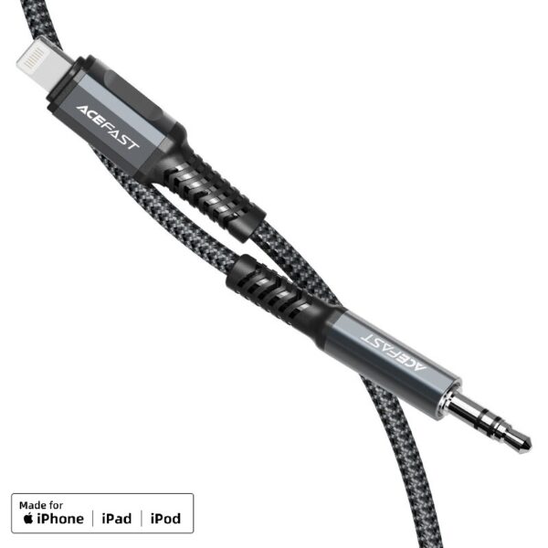 ACEFAST C1-06 Lightning to 3.5mm aluminum alloy audio cable gray