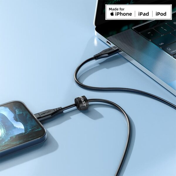 ACEFAST C3-01 USB-C to Lightning TPE charging data cable,black