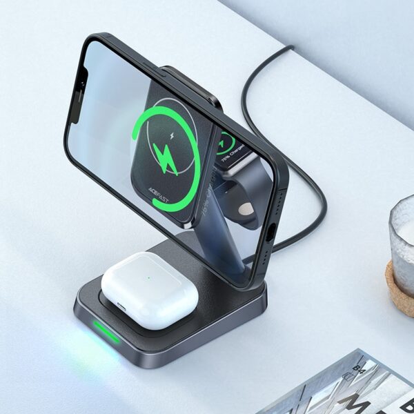 ACEFAST E3 desktop three-in-one wireless charging stand,black