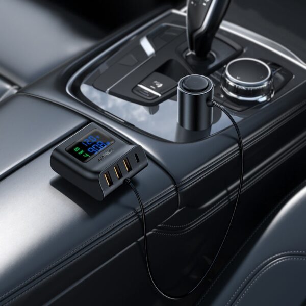 ACEFAST B8 digital display car HUB charger,black