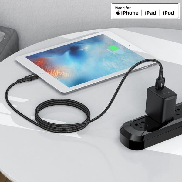 ACEFAST C4-02 USB-A to Lightning aluminum alloy charging data cable, (1.8m) black