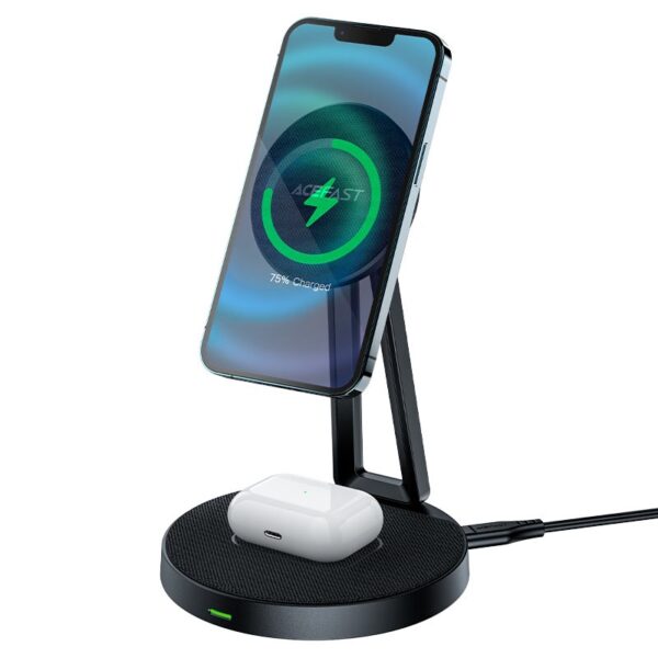 ACEFAST E8 desktop 2-in-1 wireless charging holder,black