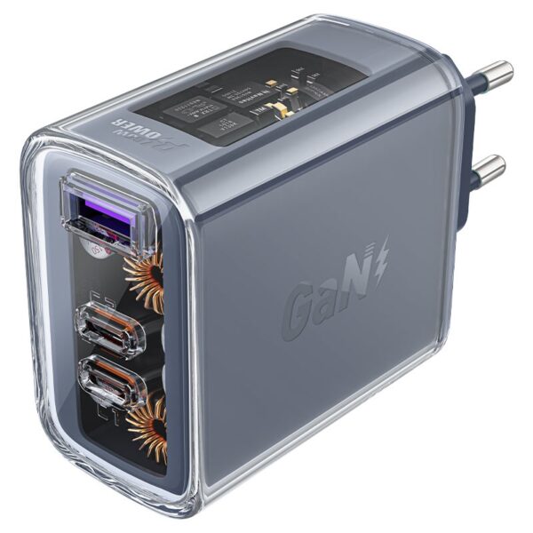 ACEFAST A45 Sparkling series PD65W GaN (2*USB-C+USB-A) charger,mica gray (EU)