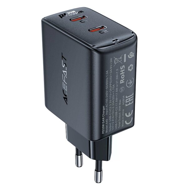 6974316282198-2 ACEFAST A49 PD35W GaN (USB-C+USB-C) dual port charger,black (EU)