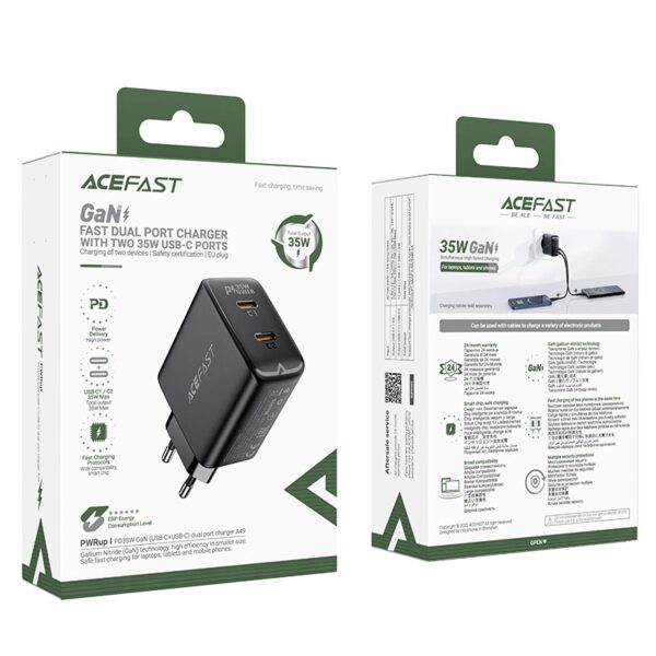 6974316282198-5 ACEFAST A49 PD35W GaN (USB-C+USB-C) dual port charger,black (EU)