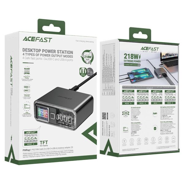 ACEFAST Z4 PD218W GaN (3*USB-C+USB-A) desktop charging adapter,space gray (EU)