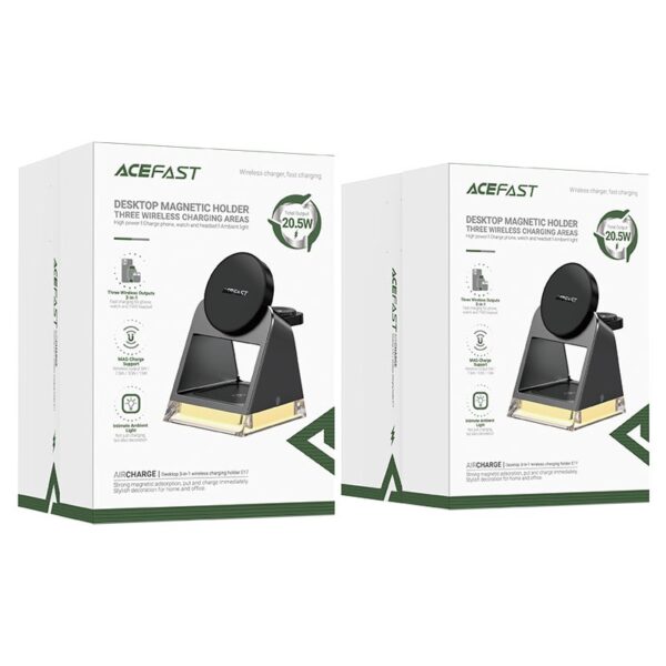 ACEFAST E17 desktop 3-in-1 wireless charging holder,black