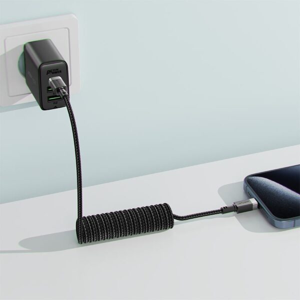 ACEFAST C14-03 USB-C to USB-C spring charging data cable,black