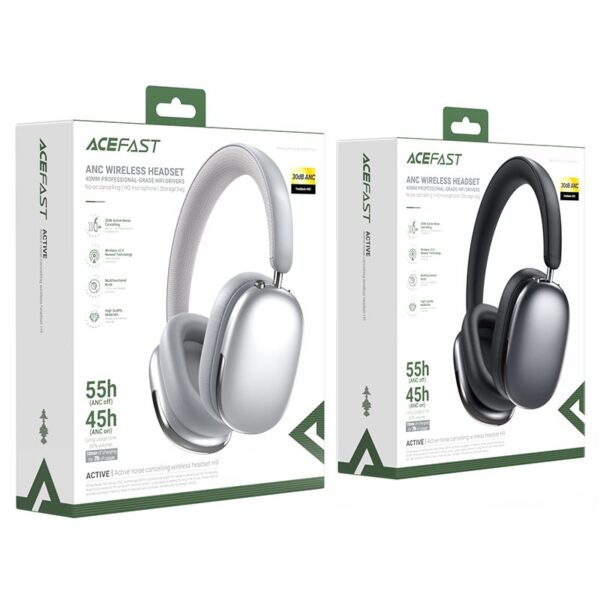 AceFast H9 active noise cancelling wireless headset silver