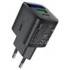 6974316284437 AceFast A114 PD25W GaN charger (USB-A+USB-C) with digital display (EU) black