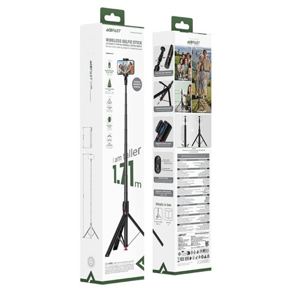 AceFast E31 selfie stick with automatic tripod,black black