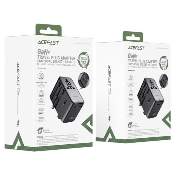 AceFast Z8 PD45W GaN (3*USB-C+2*USB-A) multifunctional charging adapter black