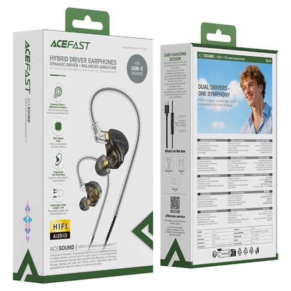 6974316285748-2 AceFast L11 usb-c hifi wired earphones,black black