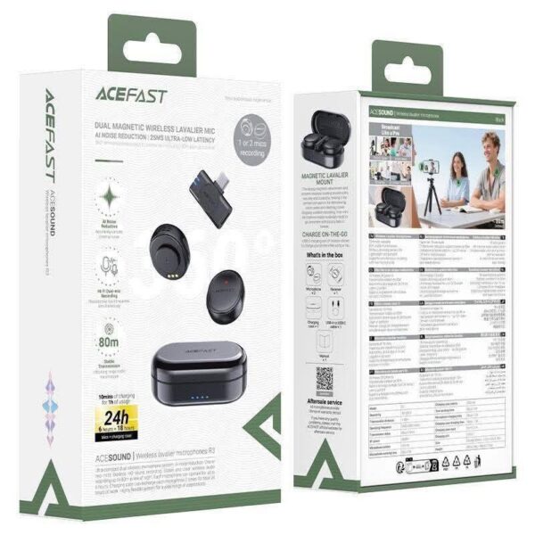 AceFast R3 wireless lavalier microphone,black black