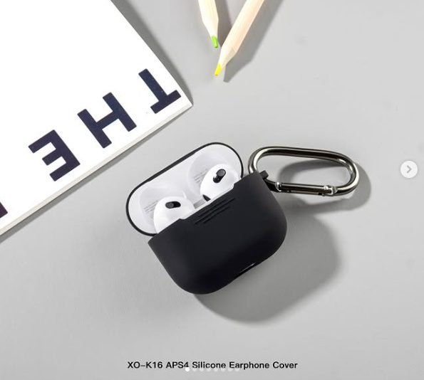 XO K16 APS4 silicone headphone case with Hook for AirPods4 Black