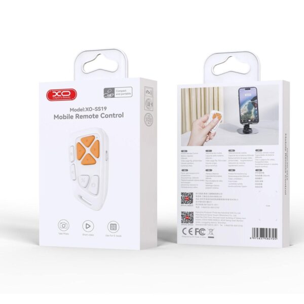 XO SS19 Multi-functional mobile phone bluetooth button remote control Swipe video artefacts white