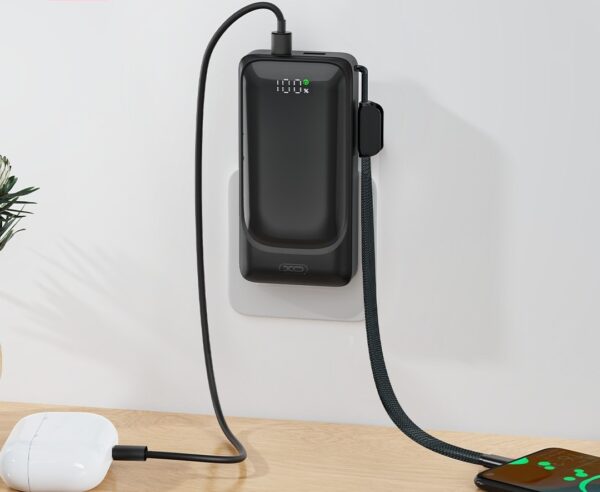 XO XO-PR282 EU Plug Wall Charger Power Bank 10000mAh  22.5W Quick Charging/ LED indicator/ with Type-C Lanyard Black