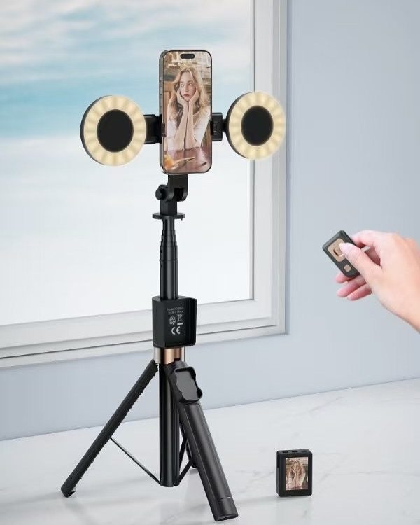 XO SS23 Smart Screen Projection Bluetooth Selfie Stick / Camera Aid (with 2 Fill Lights) black
