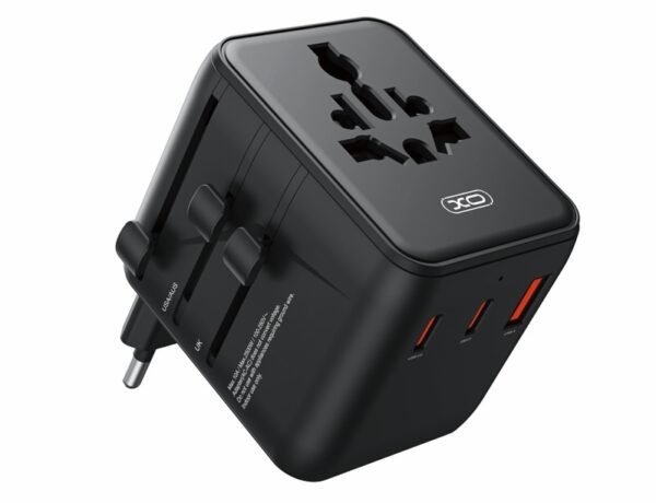 XO WL36 20W Universal Travel Converter Charger 2USB-C+1USB-A black