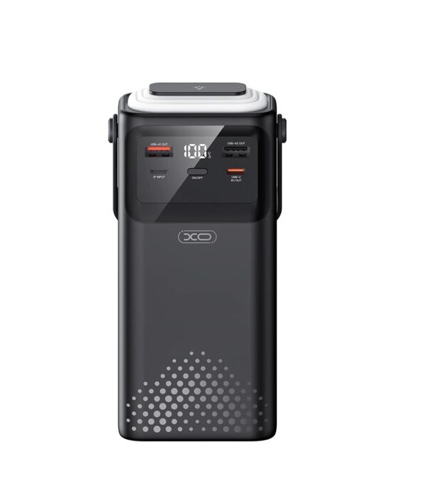 XO PR285 PD20W+QC22.5W Three Inputs and Six Outputs Comes with Four Cables + Lighting Fast Charging Mobile Power 30000mAh Black