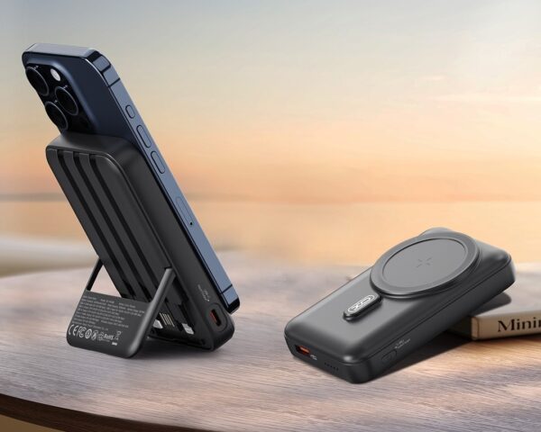 XO PR288 Magnetic 15W wireless charging + PD20W fast charging mobile power with THTEE cables + stand 10000mAh black