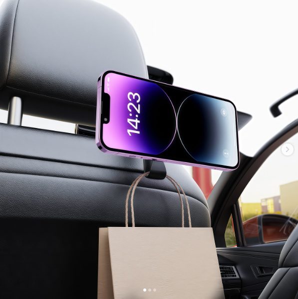 XO C195 MagSafe Magnetic Phone Holder with Hook for Car Rear Seat (Includes Magnetic Ring) black