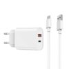 Wiwu PD+QC Charger+ Cable sets EU Plug+ A to C  Wi-U002 A-C White