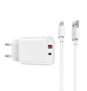6976195090147 Wiwu PD+QC Charger+ Cable sets EU Plug+ A to C Wi-U002 A-C White