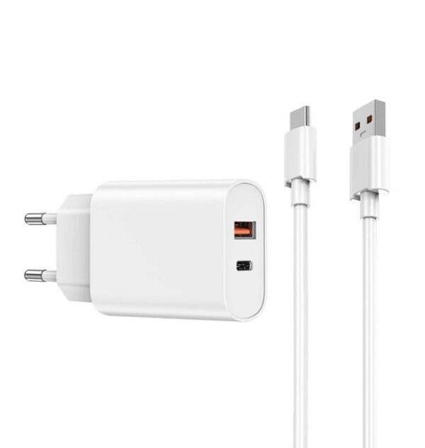 Wiwu PD+QC Charger+ Cable sets EU Plug+ A to C  Wi-U002 A-C White