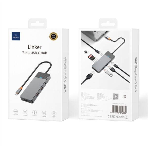 6976195094039-3 Wiwu Linker Series Hub A721HD Gray