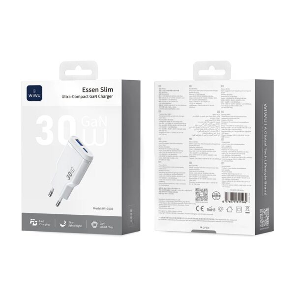 Wiwu 30W Essen Slim Ultra-Compact GaN Charger Wi-G033 White